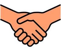 Icon: Ein herzlicher Handschlag zwischen zwei Personen, der Vertrauen und Partnerschaft in einer geschäftlichen Umgebung darstellt.
