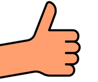 Icon: Der Daumen einer Hand zeigt nach oben, was oft als Zeichen für Zustimmung oder Erfolg interpretiert wird.