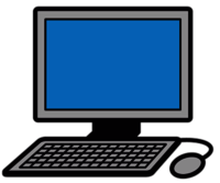 Icon: Ein Computer mit einem großen Bildschirm und einer Tastatur.